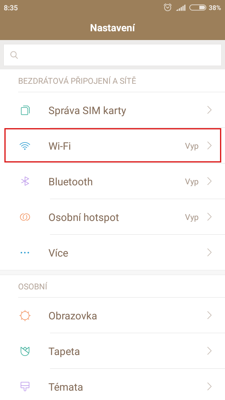 Eduroam - nastavení v Android 01