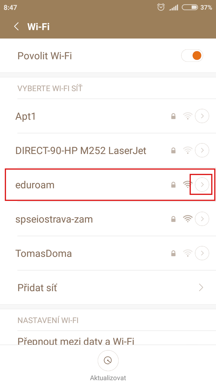 Eduroam - nastavení v Android 03