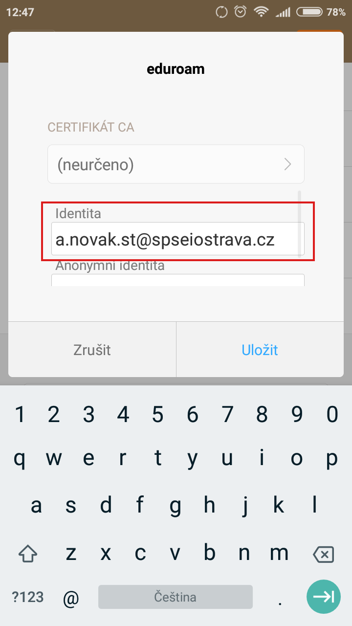 Eduroam - nastavení v Android 06