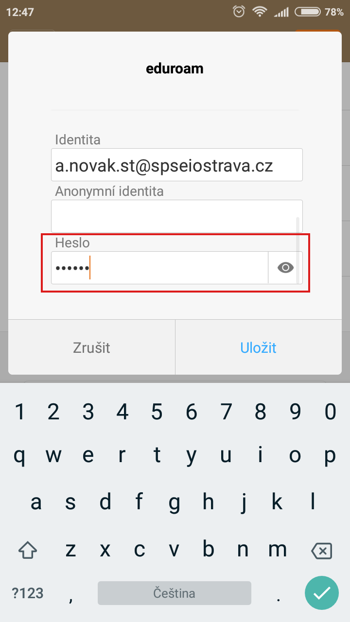 Eduroam - nastavení v Android 07