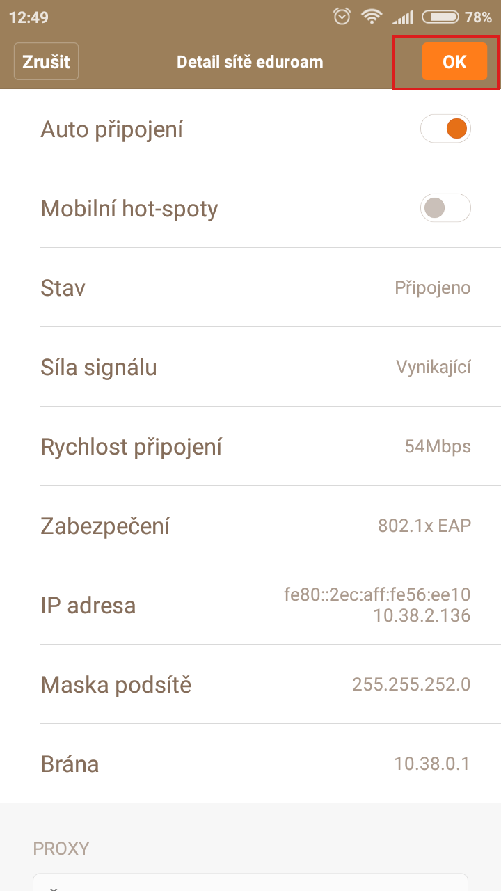 Eduroam - nastavení v Android 08