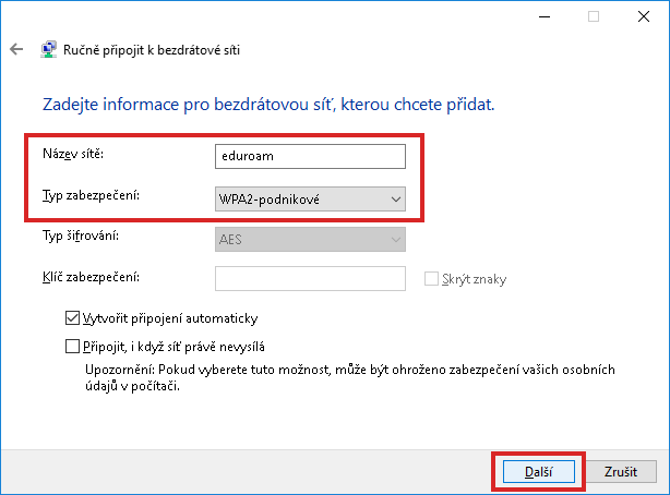 Eduroam - nastavení ve Win10 09