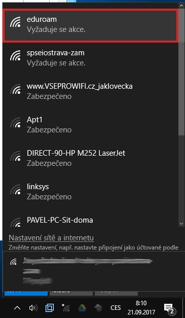 Eduroam - nastavení ve Win10 15